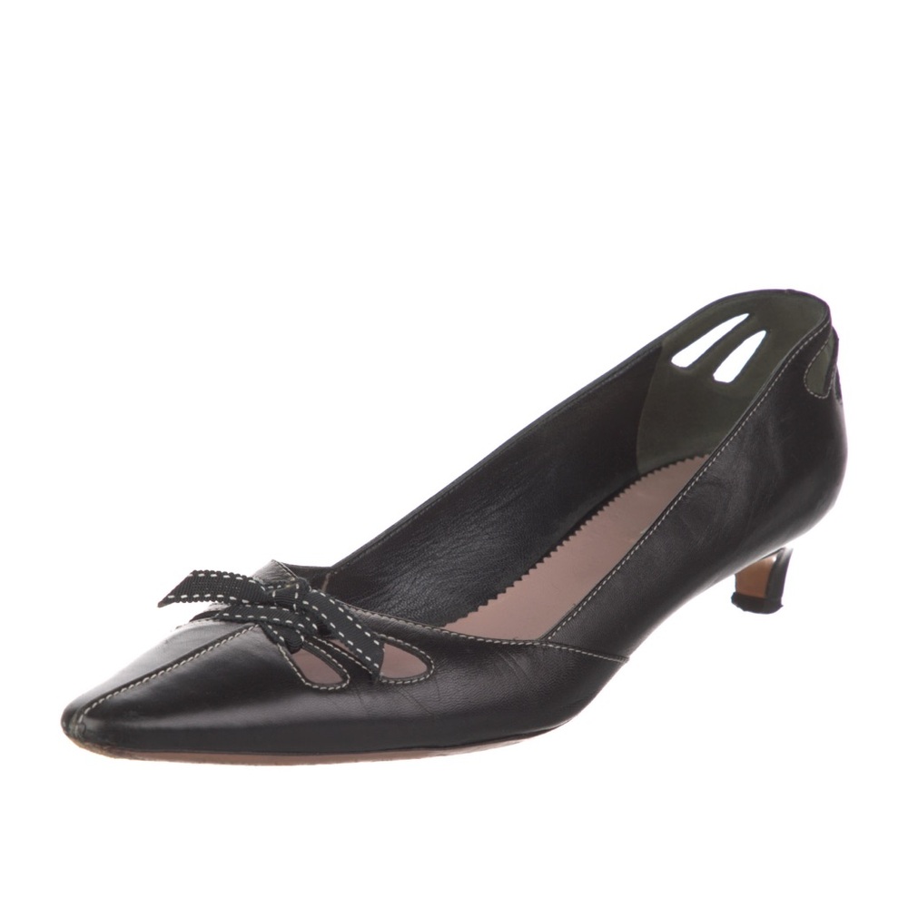 Prada kitten heel leather pumps size 41 black